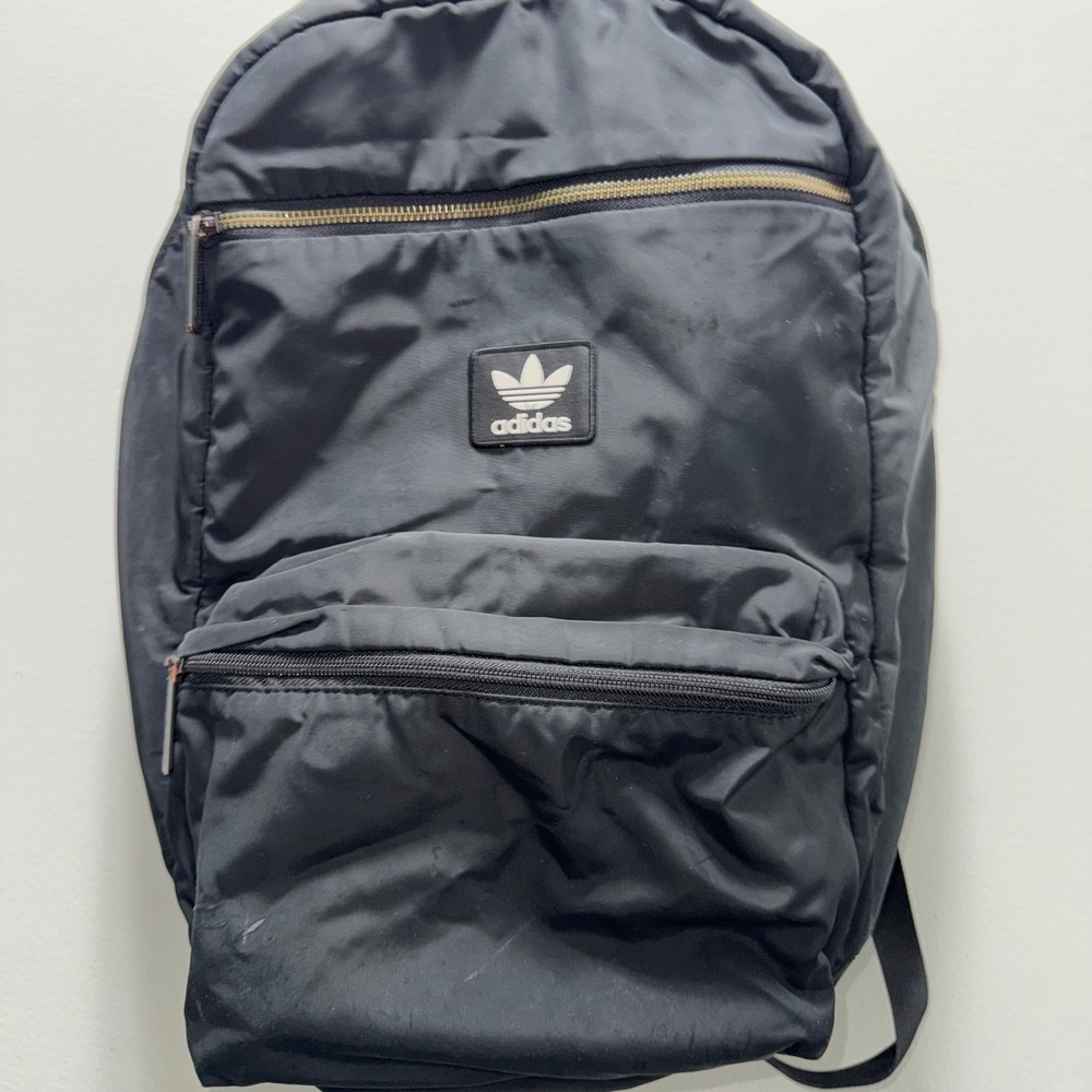 Adidas Originals National Plus Backpack Black Gold Trefoil School Travel Bag